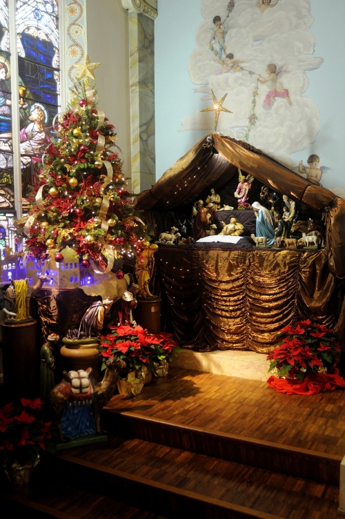 The Nativity scene at Our Lady of Mount Carmel Church in Youngstown, Ohio