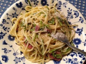 Wild Asparagus Carbonara: Umbria Springtime Goodness