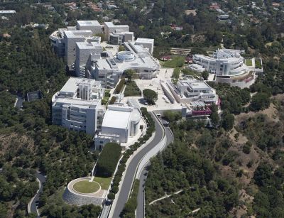 Aerial view of the J. Paul Getty Museum of Art in Los Angles, California