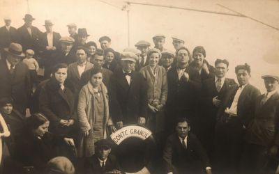 Nicola Lucarino, my grandfather, second from the right, like so many southern Italian peasants at that time, made the voyage to America to make money to send to his family in Civitanova del Sannio, Molise, Italy. Nicola came to America several times, the final in 1931 on the SS Conte Grande at the age of 35 to become a permanent citizen and therefore help to bring the rest of his family to the U.S. His look of confidence was prescient as our Lucarino family continues to thrive in the U.S.