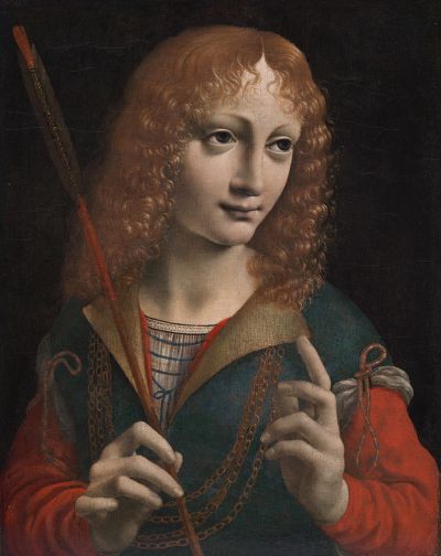 Portrait of a Youth as Saint Sebastian, about 1483 Oil on wood panel, 18-11/16 x 16-1/8 inches Giovanni Ambrogio de Predis, Italian, Milan, 1455-1508 The Cleveland Museum of Art, John L. Severance Fund  1986.9