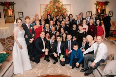 Patrick and Bianca at their wedding reception, along with the mostly reunited Tunno family.