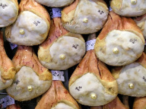 Prosciutto di San Daniele at the central market in Florence, Italy
