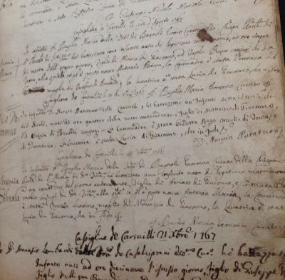 Writing to Italy for records, such as these 1767 baptismal records, may seem overwhelming if you do not read or write in Italian.  In this month’s column you will find all the resources you need to write for Italian records with confidence.
