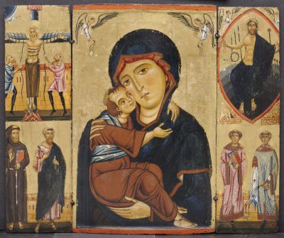 Madonna and Child with Saints, 1230s Tempera and gold on wood panel (poplar) Berlinghiero Berlinghieri, Italian, Lucca, active ca. 1228-1238 Gift of the John Huntington Art and Polytechnic Trust  1966.237