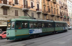 Tram outside Termini station in Rome