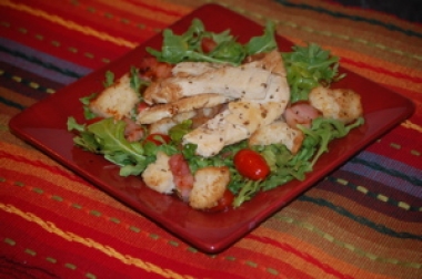 Chicken Salad with Smoked Pancetta, Tomatoes &amp; Arugula