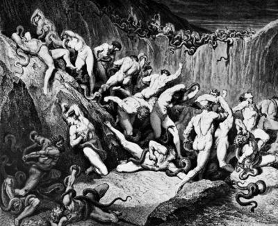 Engraving from Dante&#039;s Inferno by Gustave Doré, 1861.