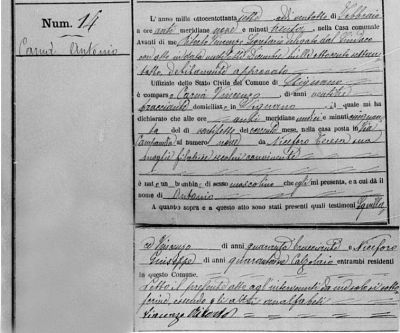 Pam Kumer of Lowellville, OH was curious where her Italian Great-Grandfather was born. Using the resources mentioned in this article, we were able to find Antonio&#039;s Italian Civil Birth Record.
